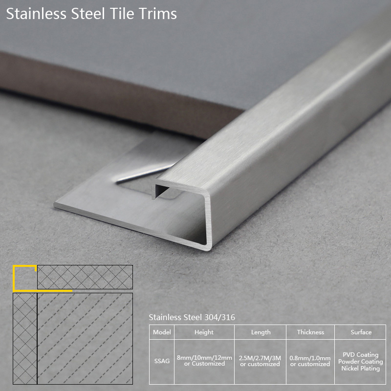 Stainless Steel Tile Edge Trim SSAG