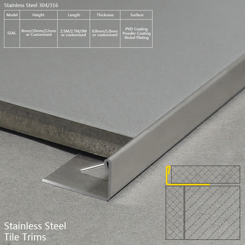 Stainless Steel Tile Edge Trim SSAL