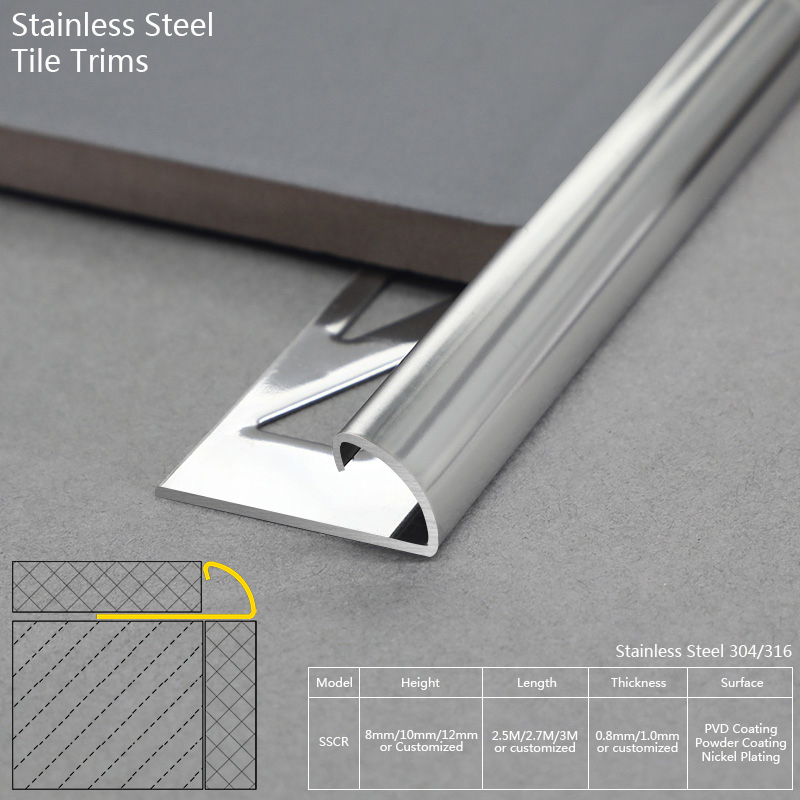 Stainless Steel Round Shape Tile Edge Trim
