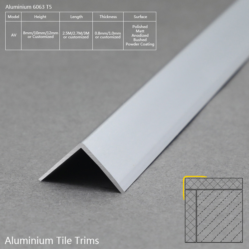 L Shape Wall Edge Decoration Aluminium Tile Trim AV