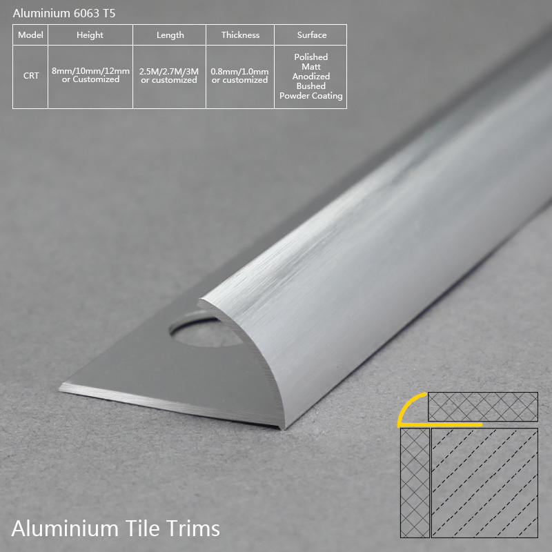 High Quality Wall Decorative Aluminium Tile Trim Profile CRT