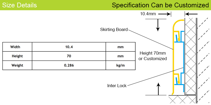 High Quality Floor Decoration Aluminium Skirting Board JK