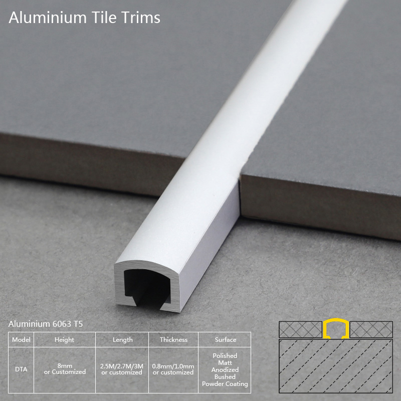 Aluminium Interior Decoration Tile Trim Ceramic Tile Accessories DTA