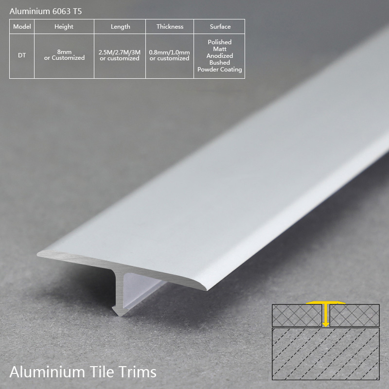 Newest Aluminium T Shape Metal Wide Carpet Floor Transition Strip DT