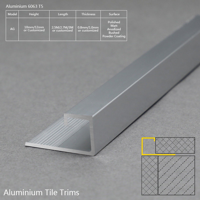 Aluminium Square Shape Tile Trim AG