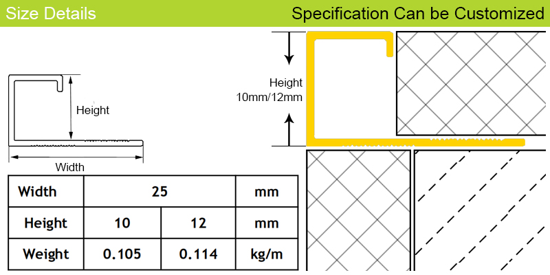 Aluminium Square Shape Tile Trim AG