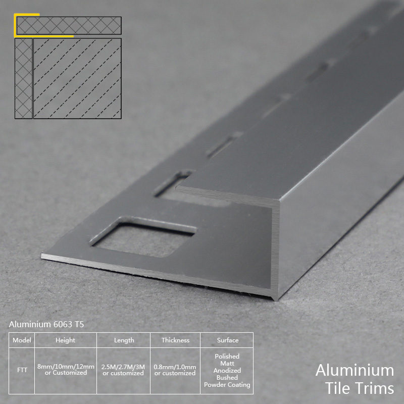 Aluminium Square Shape Tile Trim FTT