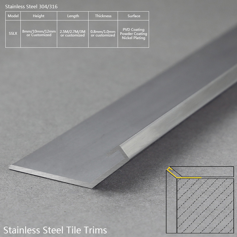 Stainless Steel Wall Tile Corner Trim SSLX