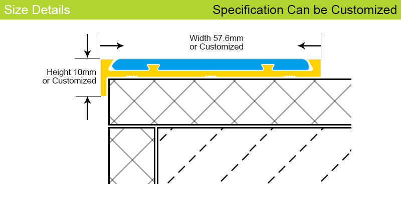 Aluminium Yellow Carborundum Insert Outdoor Stair Nosing FSW3