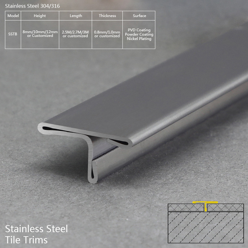T Shape Stainless Steel Tile Transit Trim SSTB