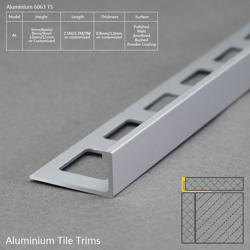 Aluminium L Shape Wall And Floor Tile Trim AL