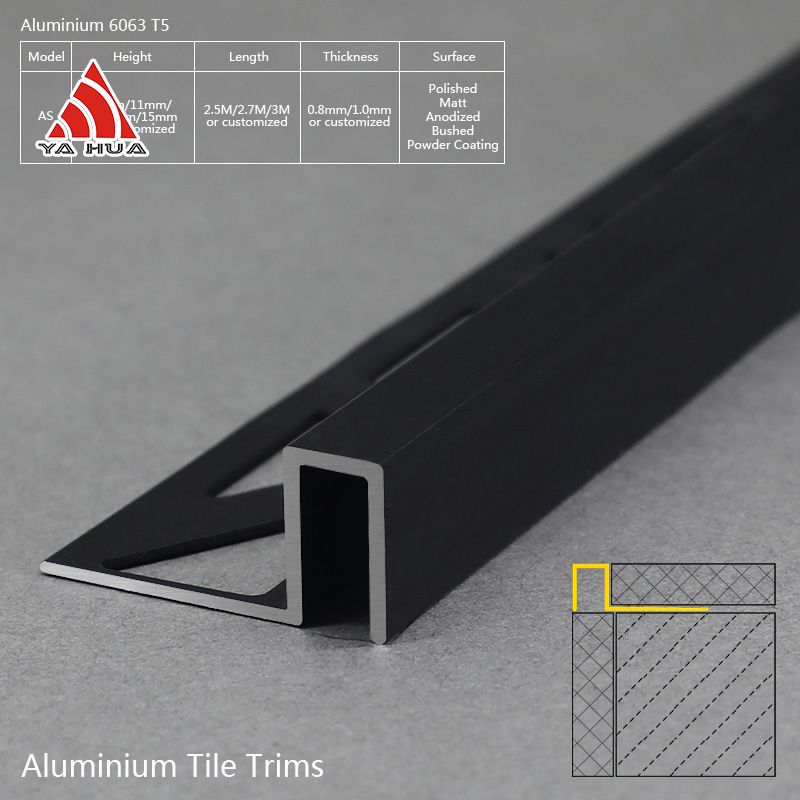 High Quality Matt Sliver Aluminum Square Edge Decorative Trim